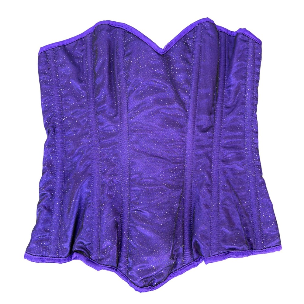 Lavish Daisy Corsets Purple Sparkly Side Zip Boned Corset L New